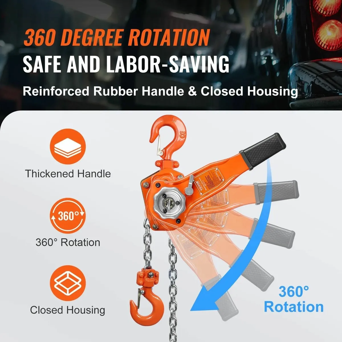 Manual Lever Chain Hoist, 3/4 Ton 748 kg Capacity - Image 2