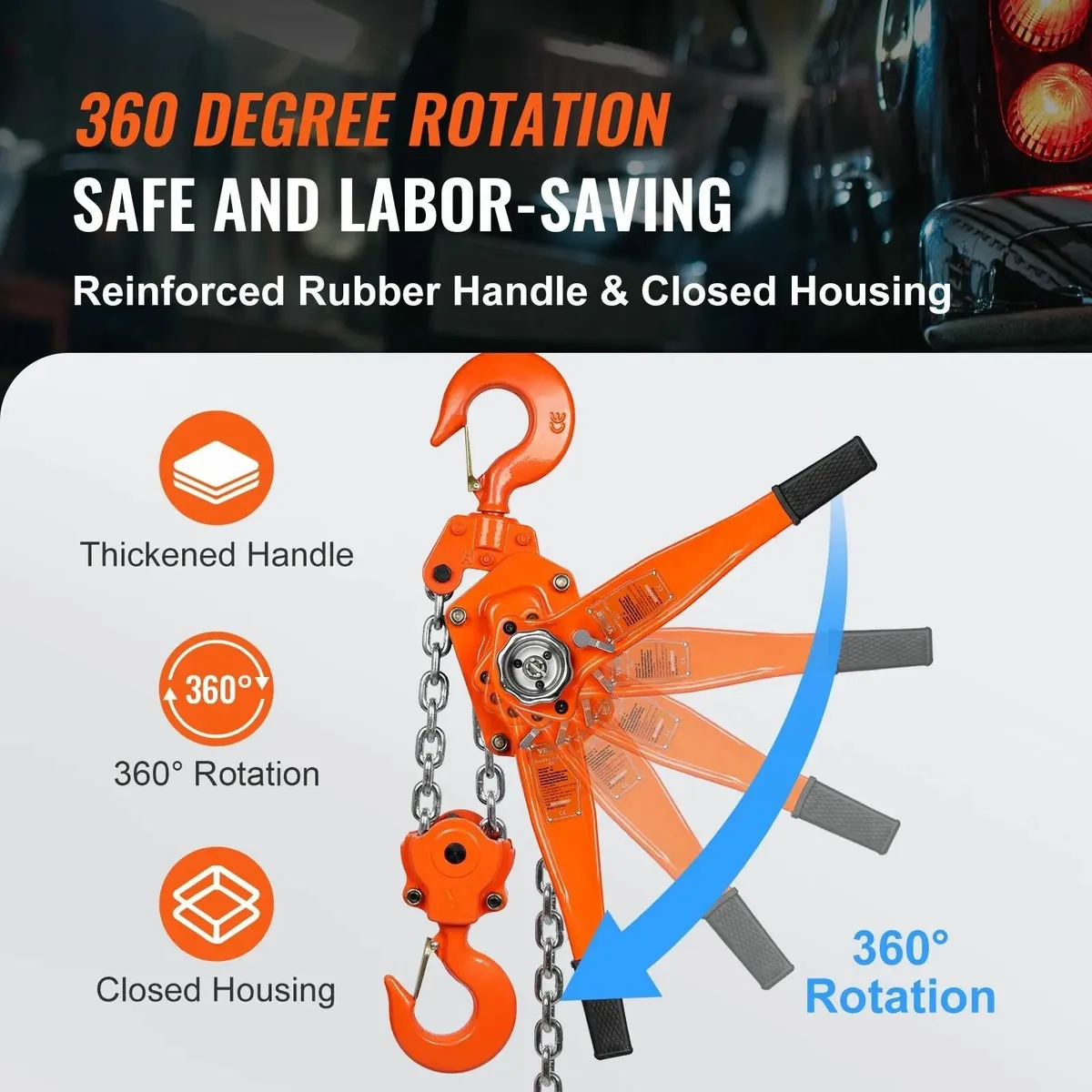Manual Lever Chain Hoist, 6 Ton 13200 lbs Capacity - Image 3