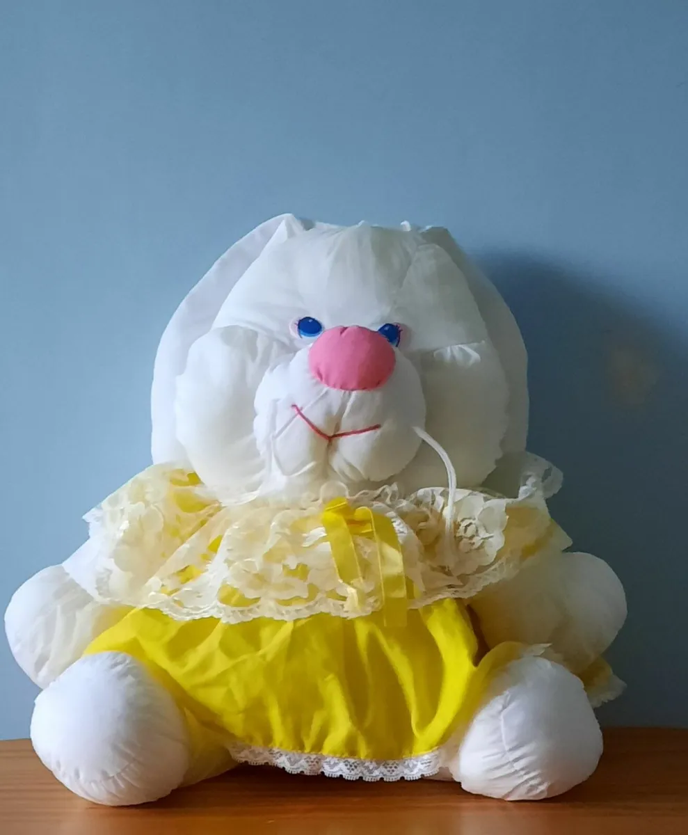Large White Vintage Plush Rabbit