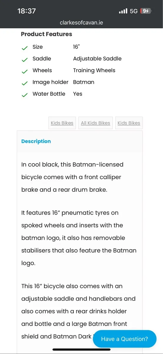Kids Batman bike - Image 3