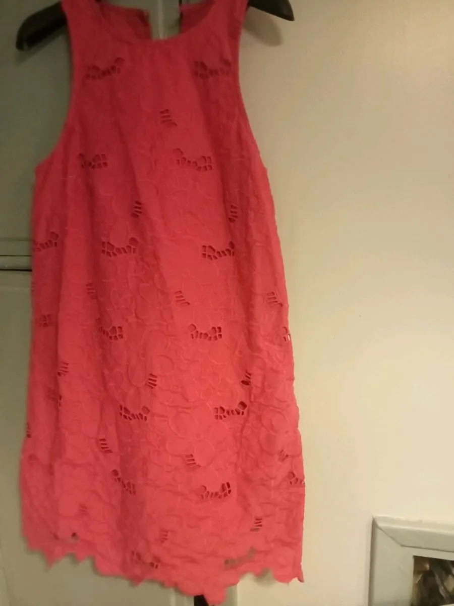 Ladies pink broderie mango dress size 8 - Image 1