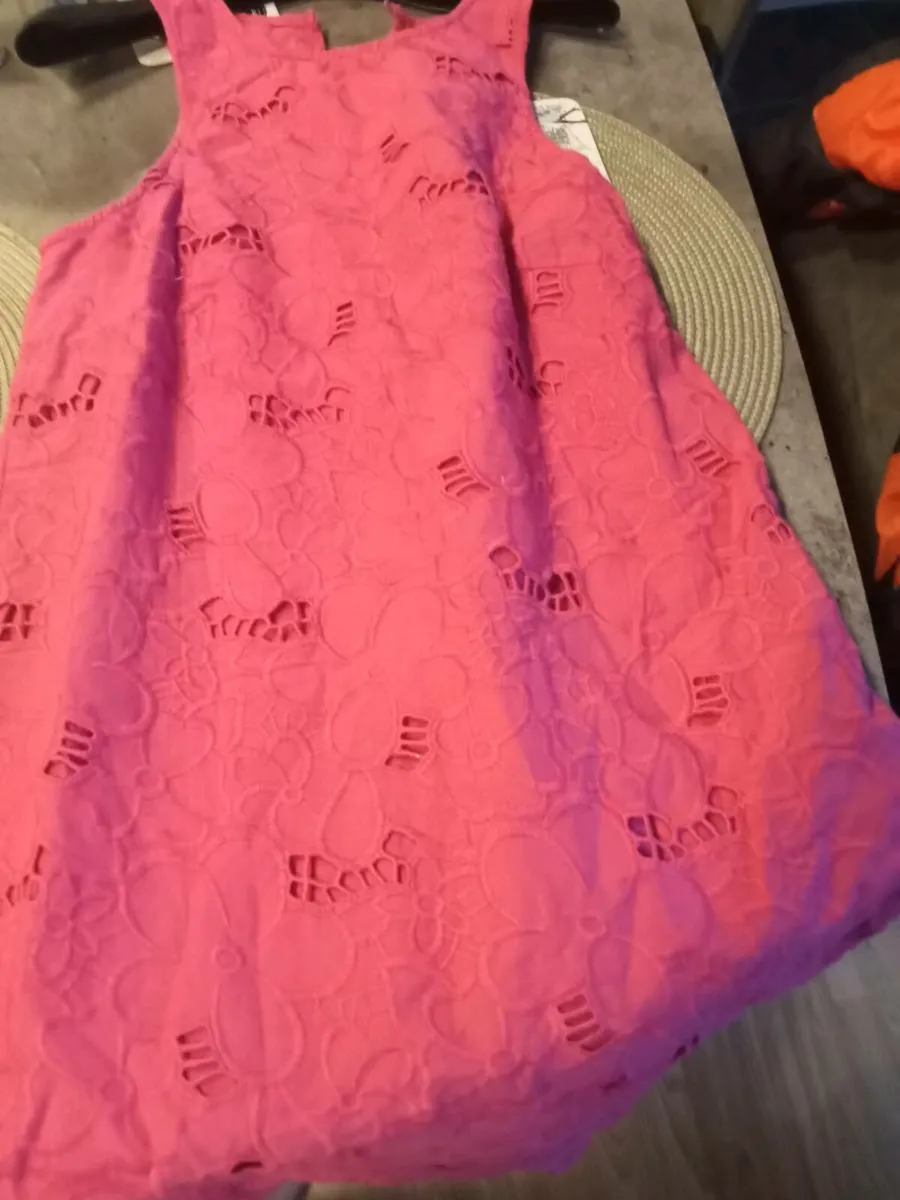 Ladies pink broderie mango dress size 8 - Image 4