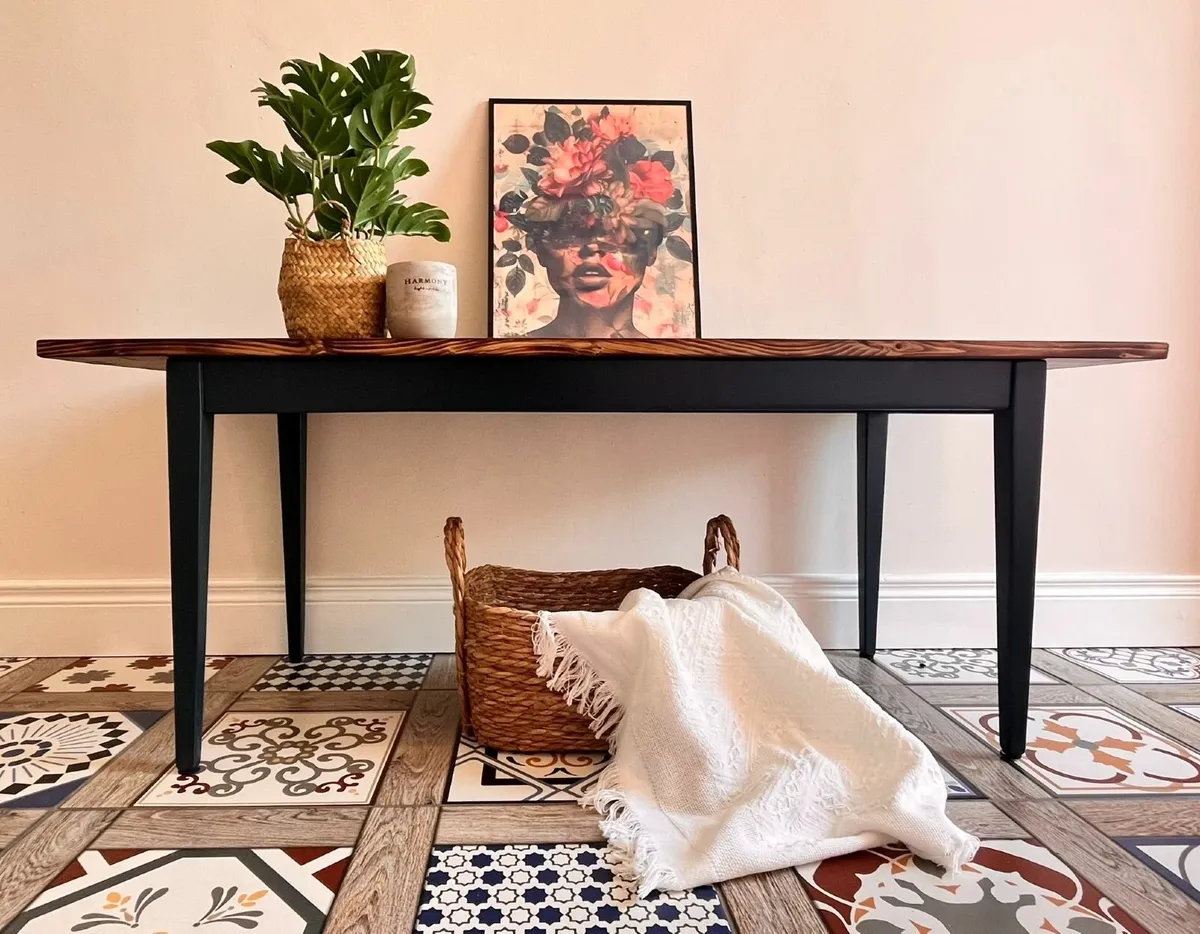 Upcycled Coffee Table | Hand-burnt top - Image 1