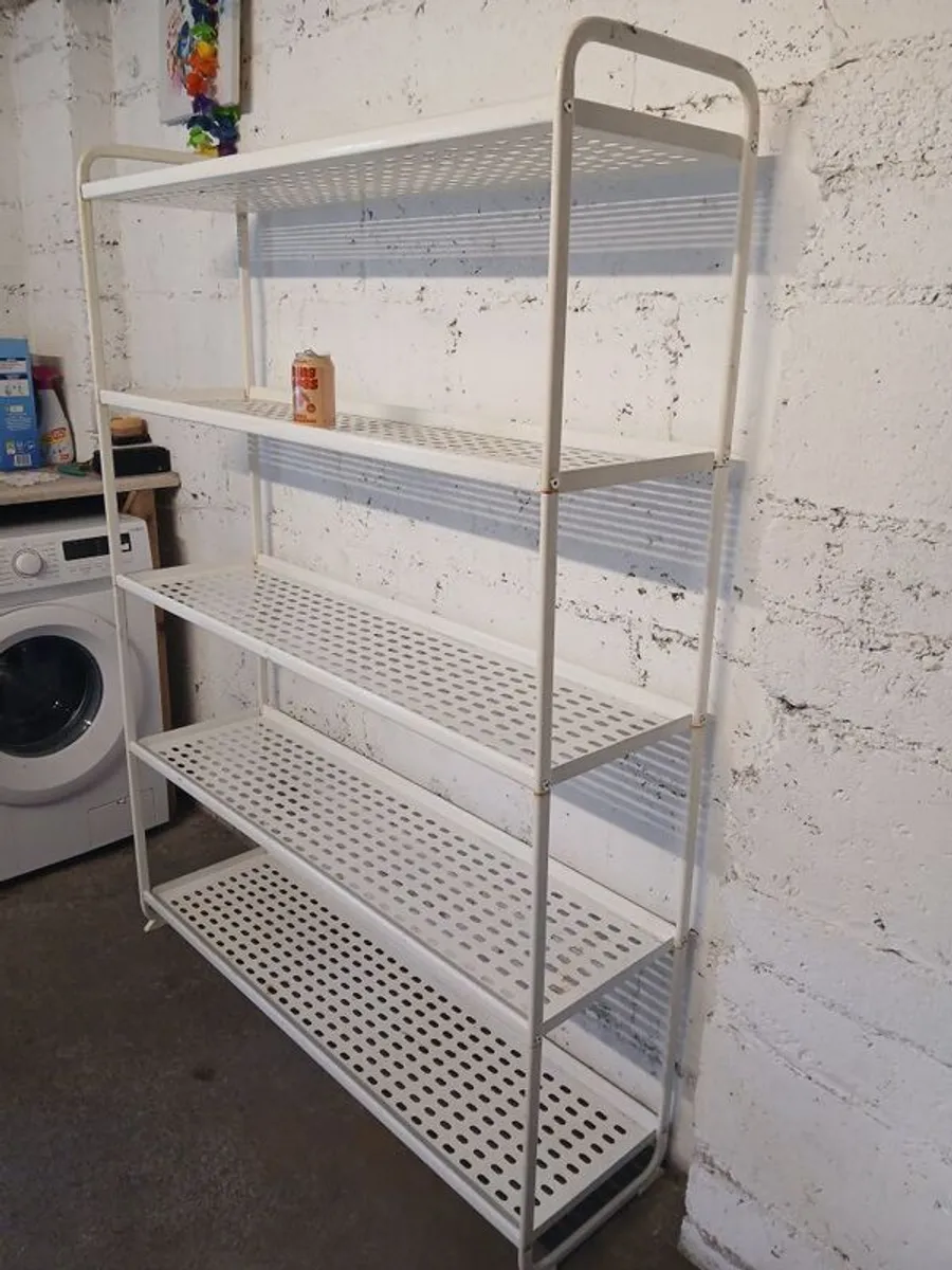 Sturdy White Metal Freestanding Shelves - Image 1