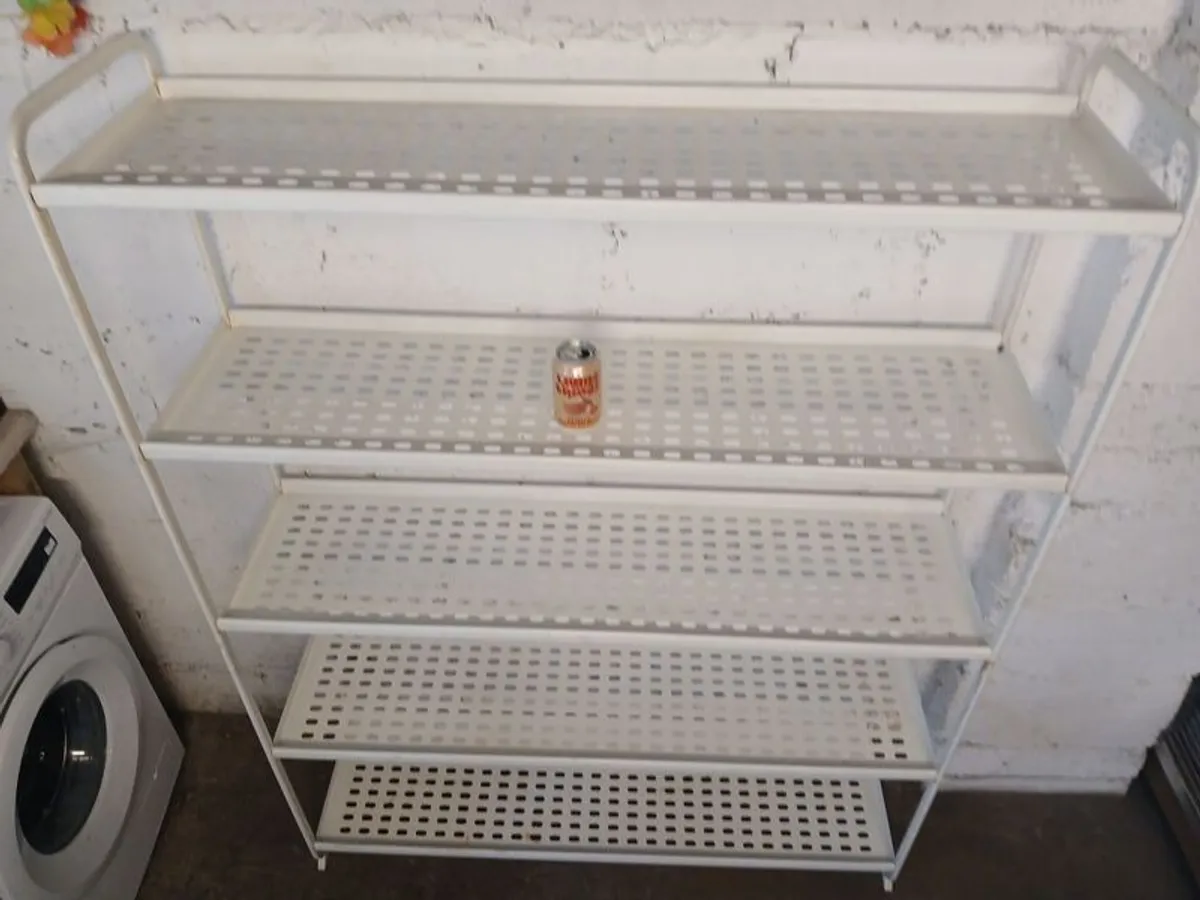 Sturdy White Metal Freestanding Shelves - Image 2
