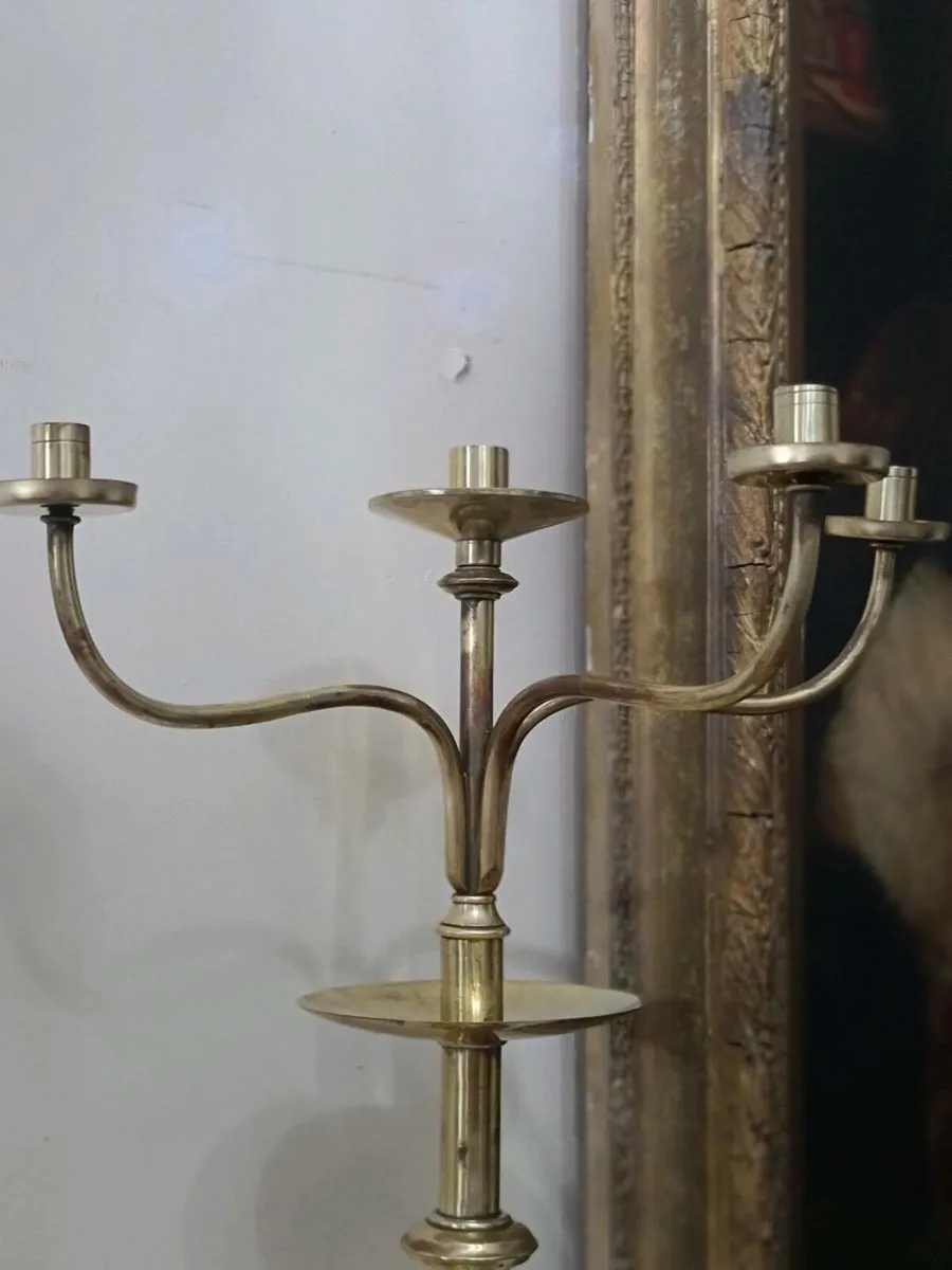 Antique Ecclesiastical brass candle holder - Image 2
