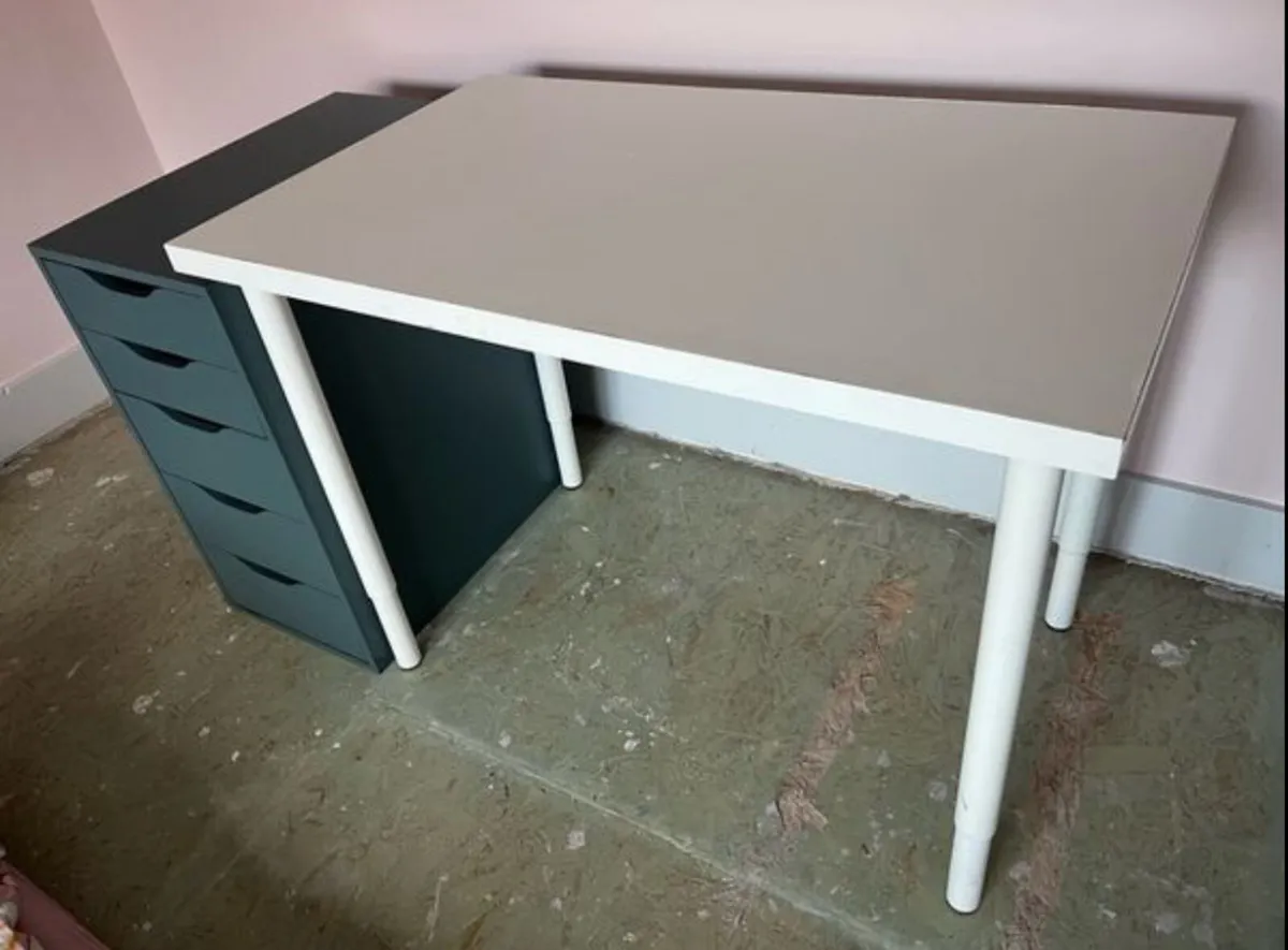 Pedestal, drawer and desk - Image 2