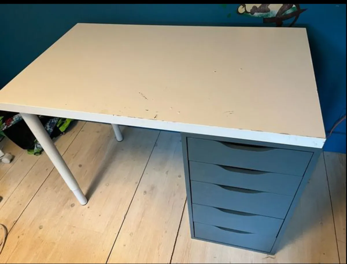 Pedestal, drawer and desk - Image 4