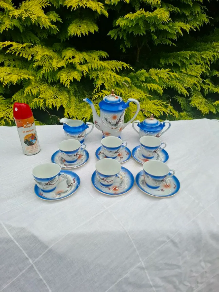 Espresso blue dragon china set with cups - Image 2
