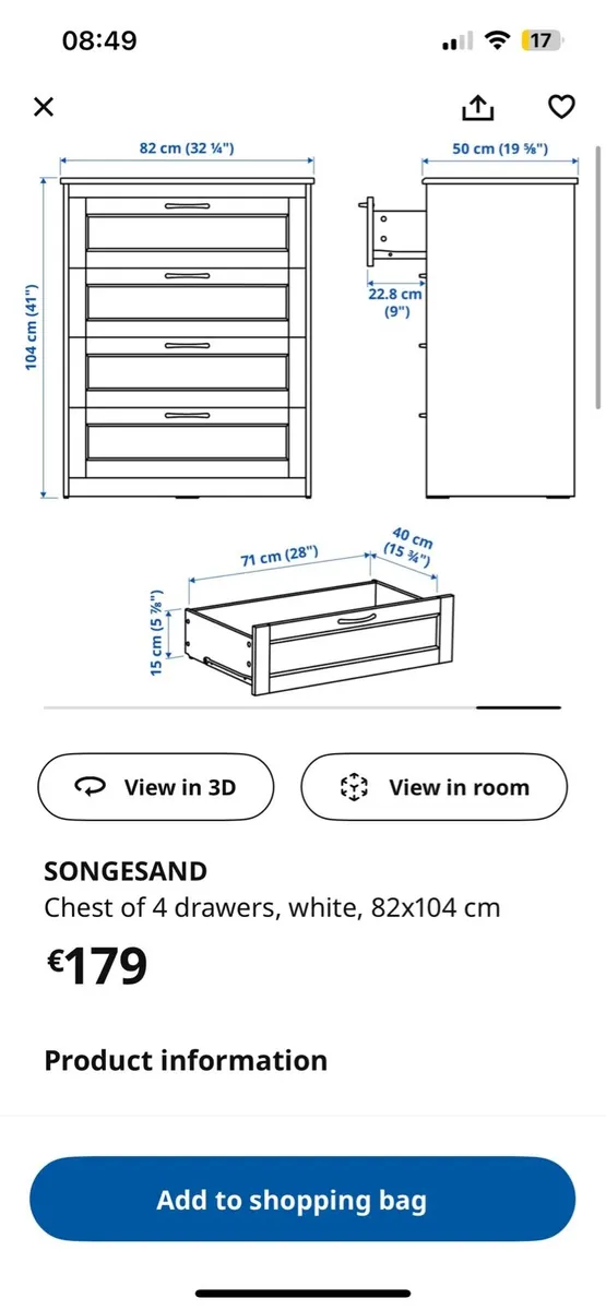 Ikea Wardrobe & chest of drawers - Image 1