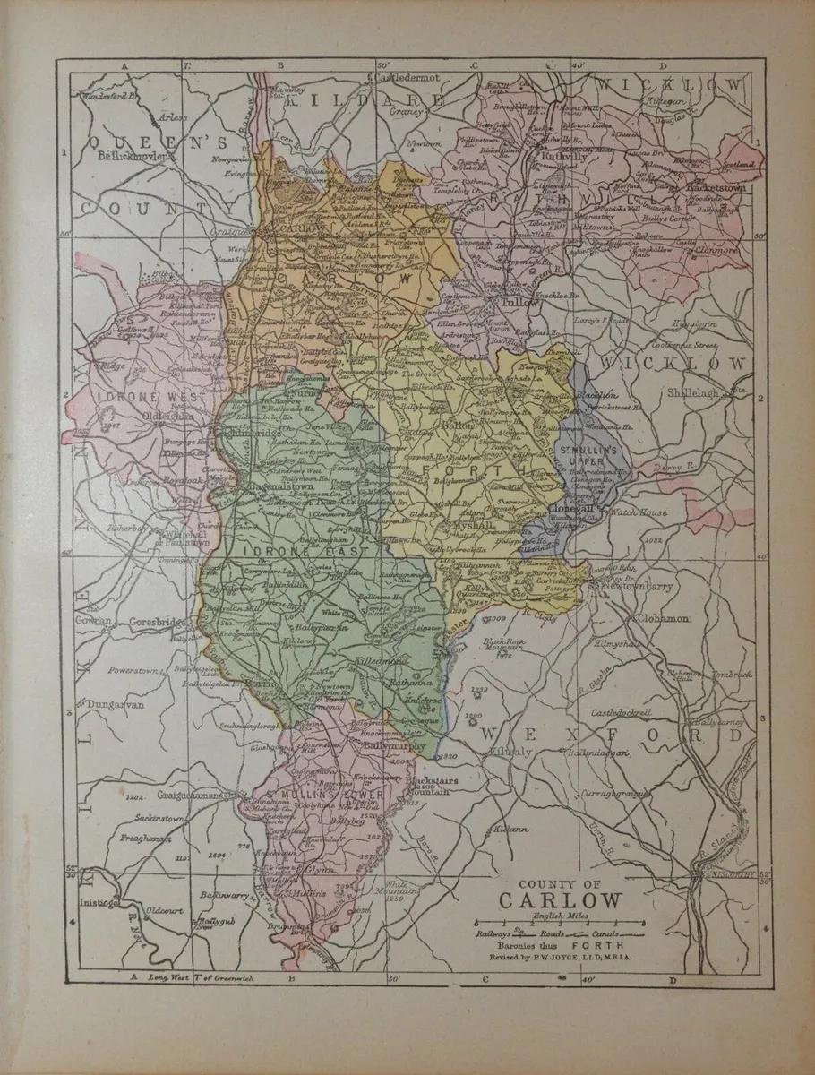 County Carlow 1905 Antique Map - Image 1