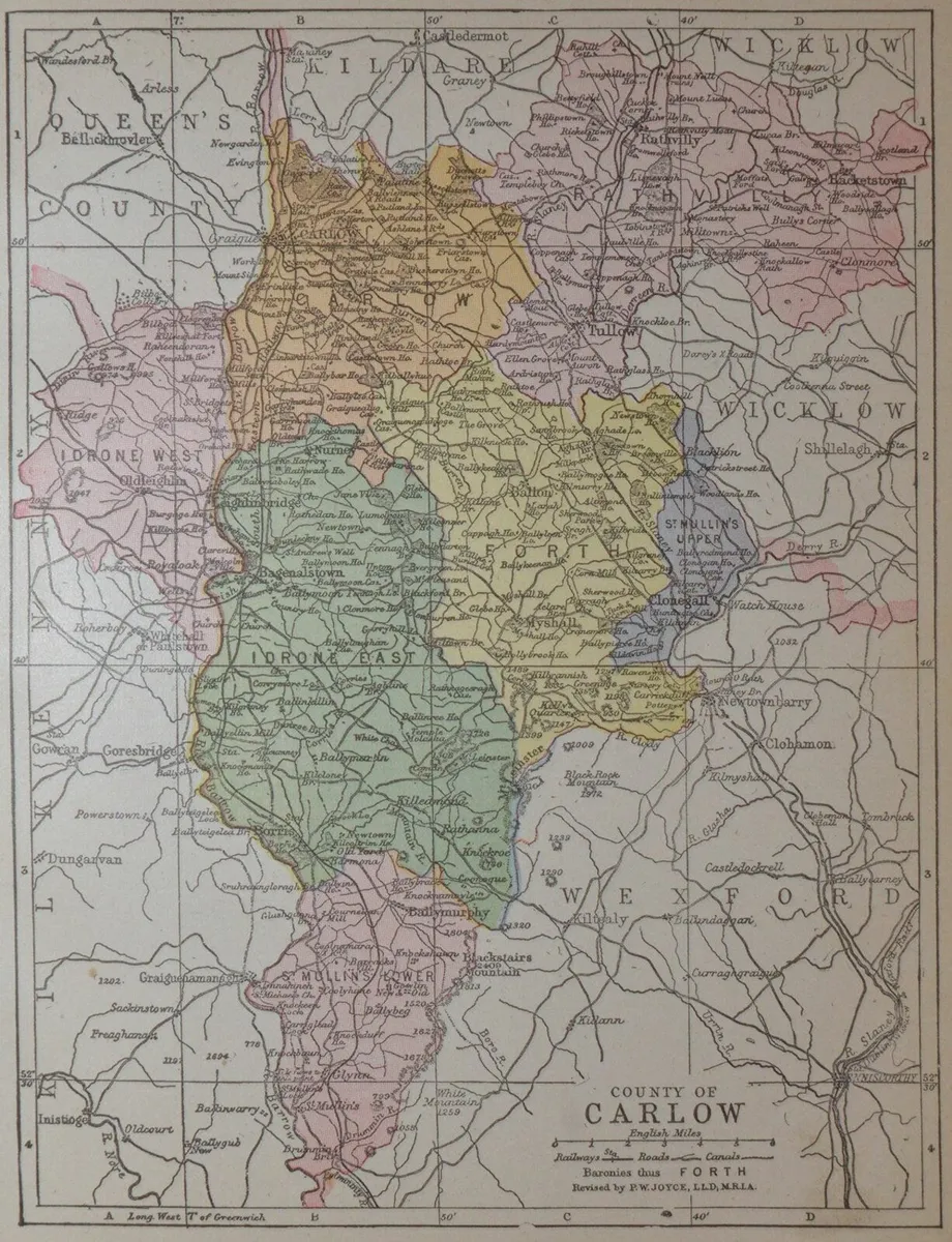 County Carlow 1905 Antique Map - Image 2