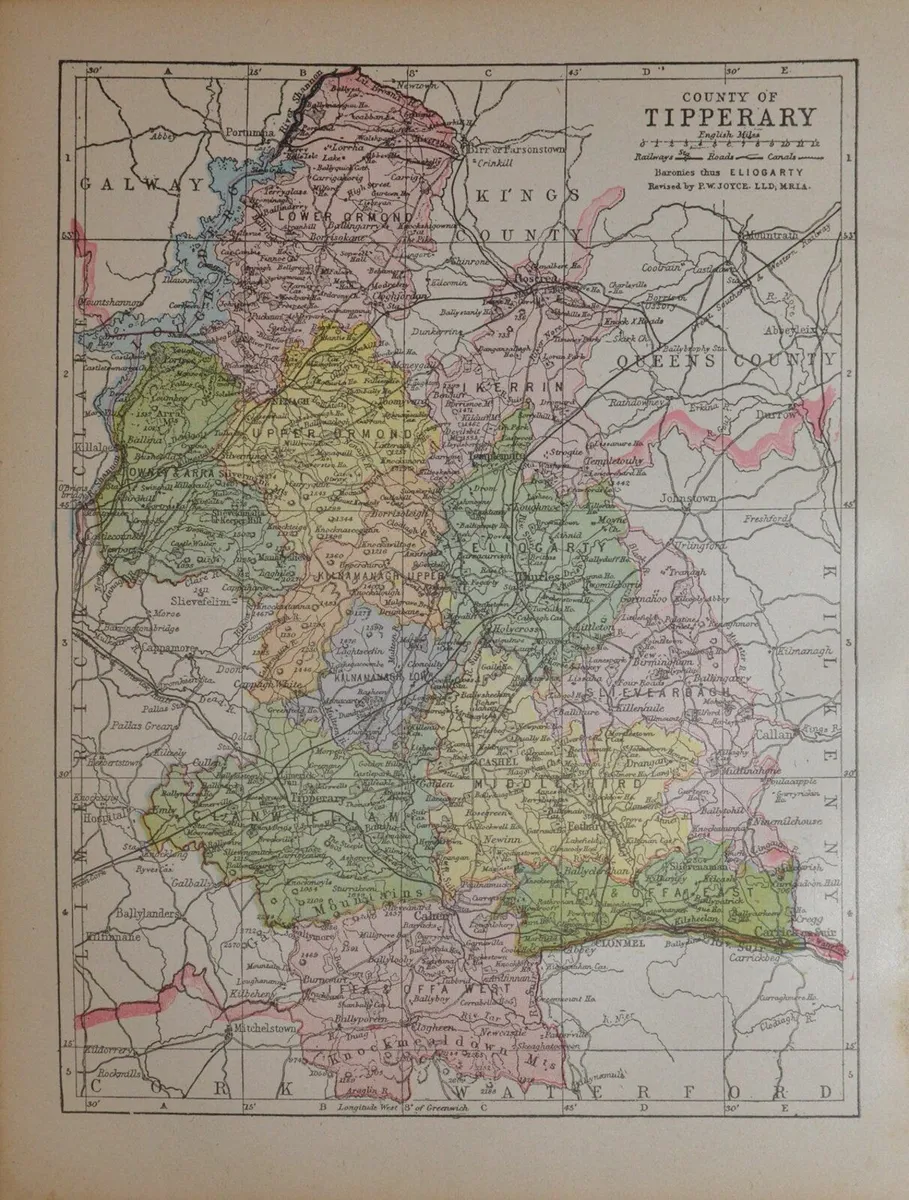 County Tipperary 1905 Antique Map - Image 1