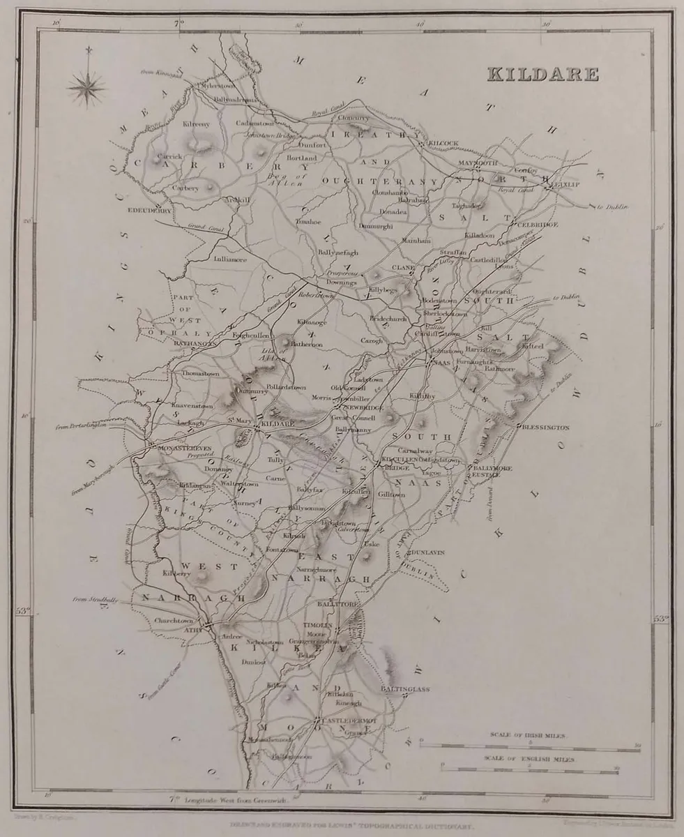 Kildare 1837 Antique Map Including Baronies - Image 1