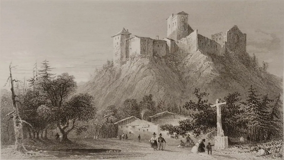 Juval Castle 1836 Antique Print - Image 1