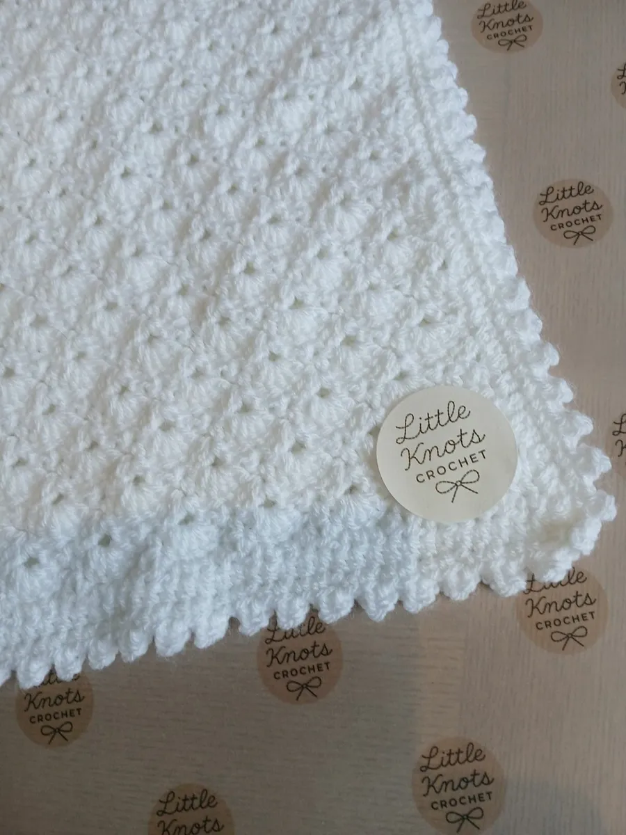 New White Handmade Crochet Baby Blanket - Image 2