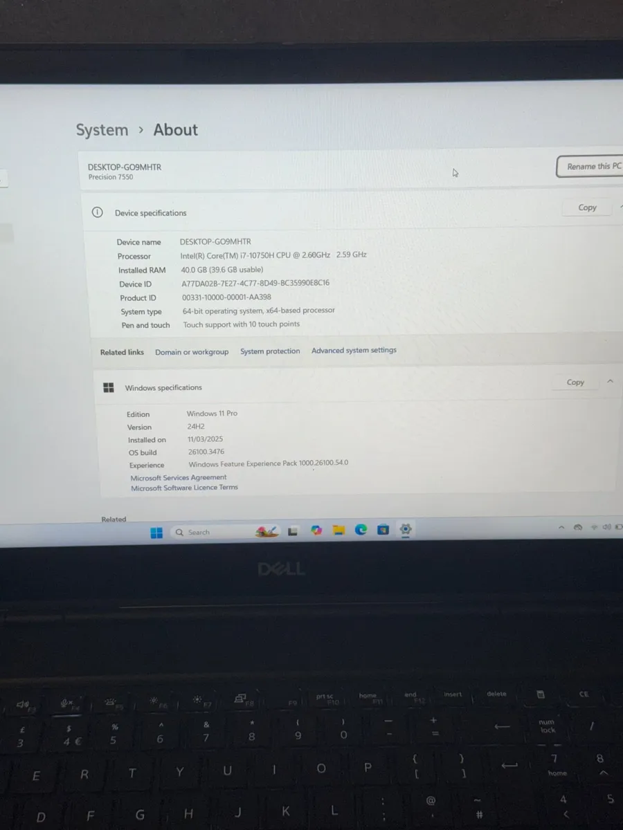 Dell Precision 7550 Laptop i7/40GB/1TBSSD/FHD - Image 3