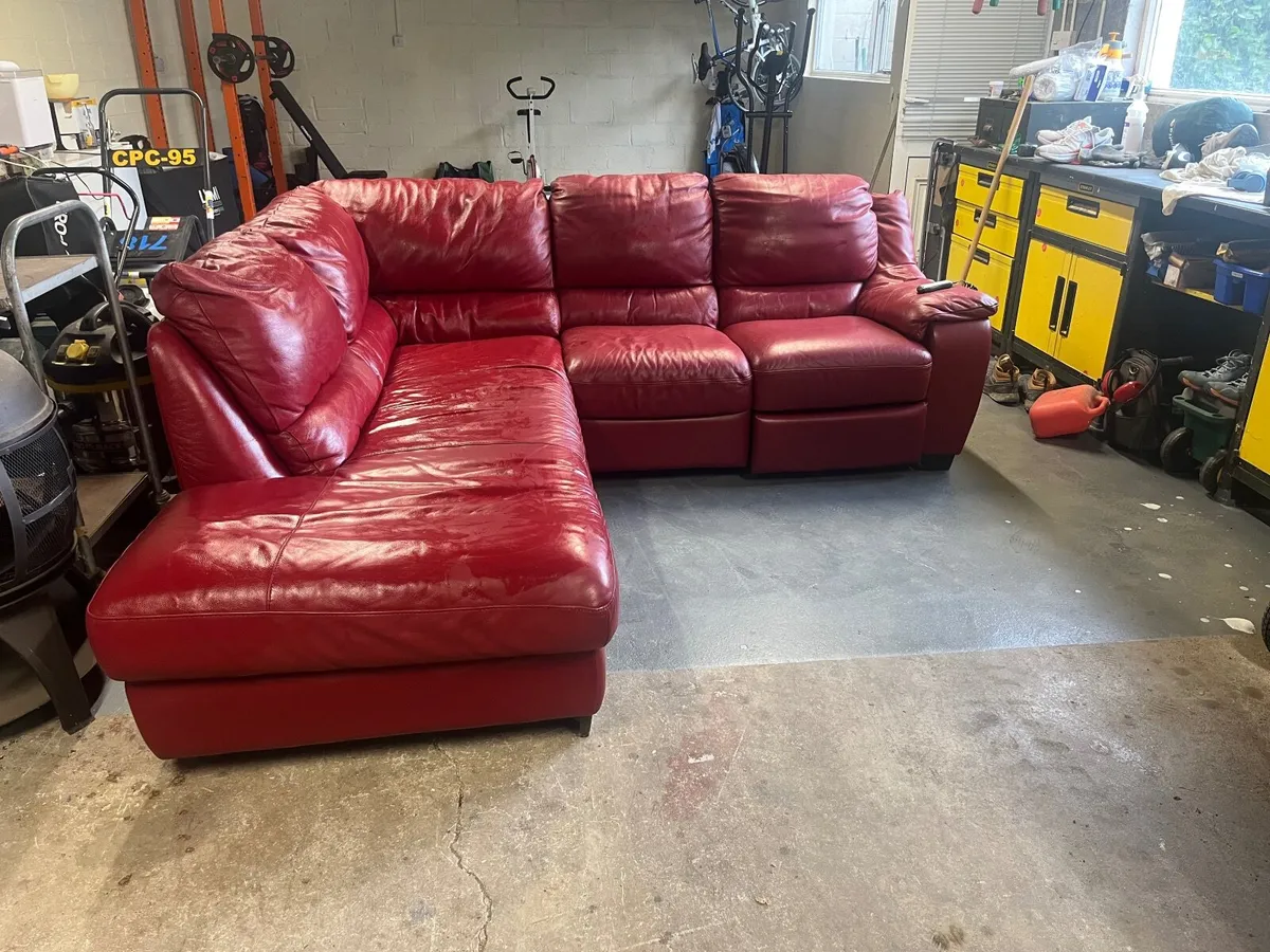 Genuine Leather Reclining Couch - Image 1