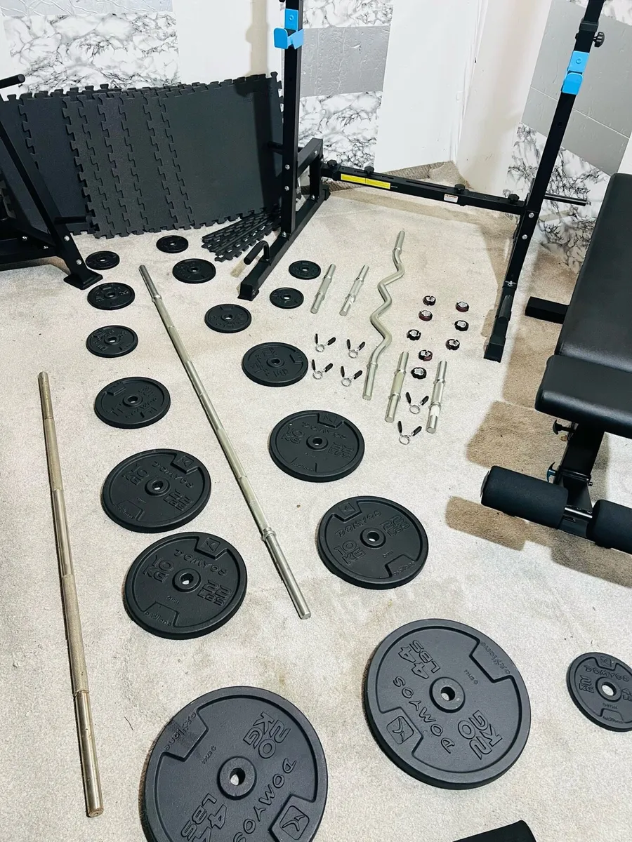 120KG WEIGHT RACK BENCH BARBELL DUMBBELLS READ AD - Image 2