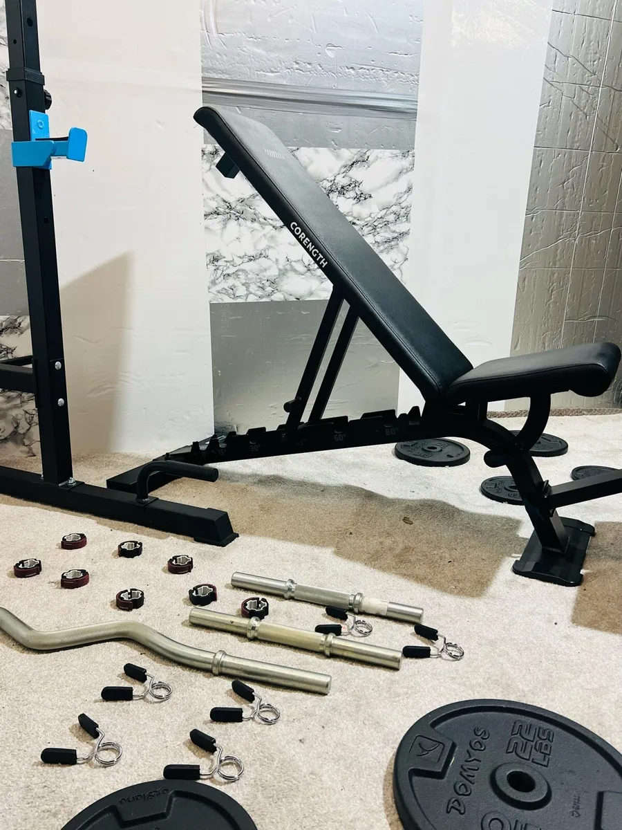 120KG WEIGHT RACK BENCH BARBELL DUMBBELLS READ AD - Image 3