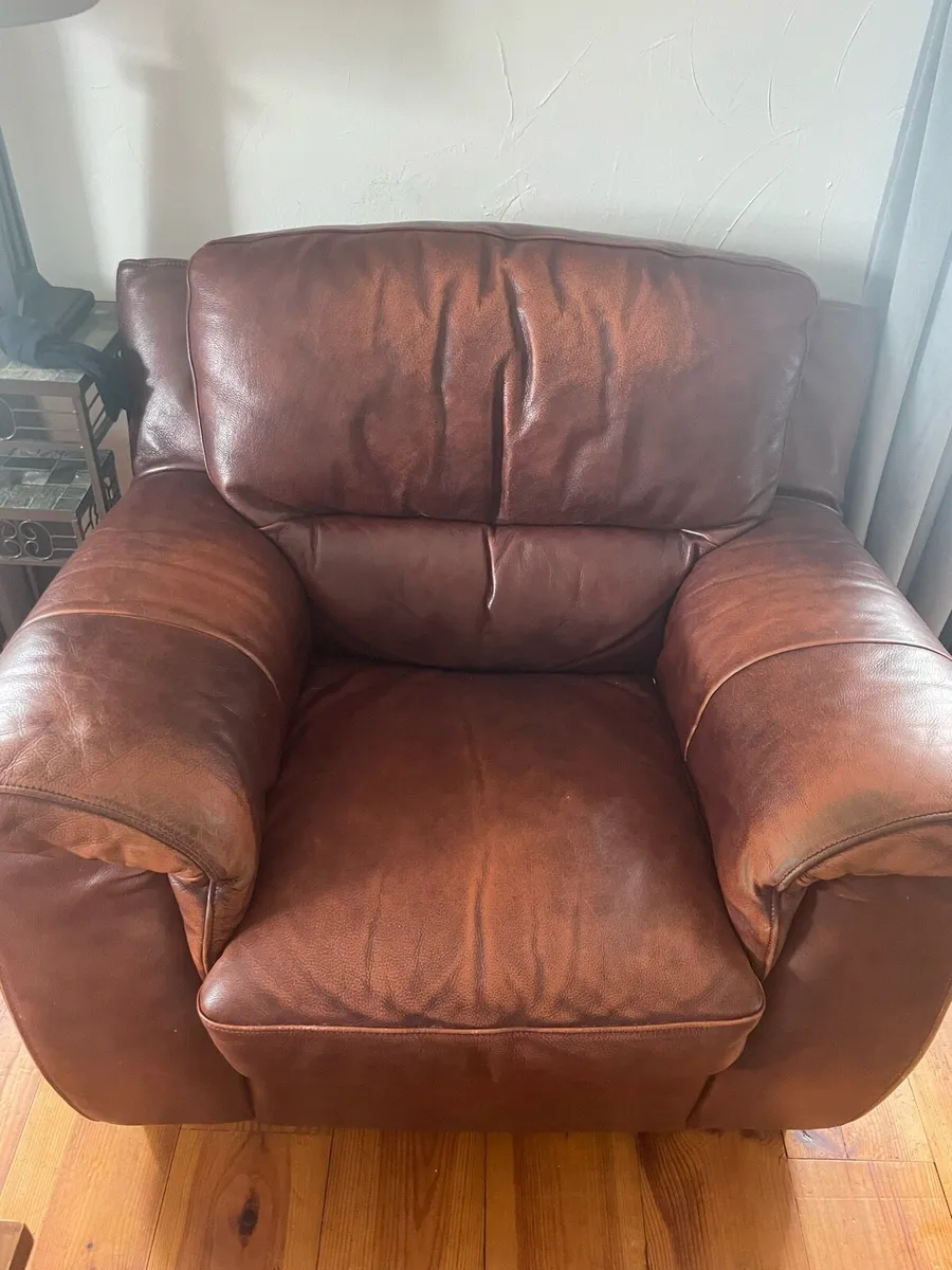 Leather brown couch 3+1+1 - Image 3