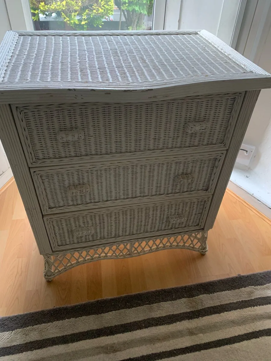 White Rattan Chest of Drawers - Image 1