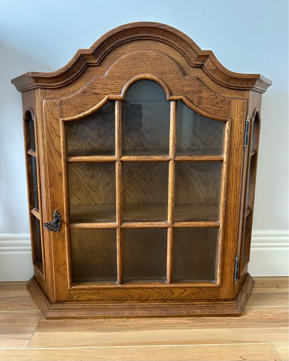 Wall Display Cabinet Glass+Solid Wood - Image 1