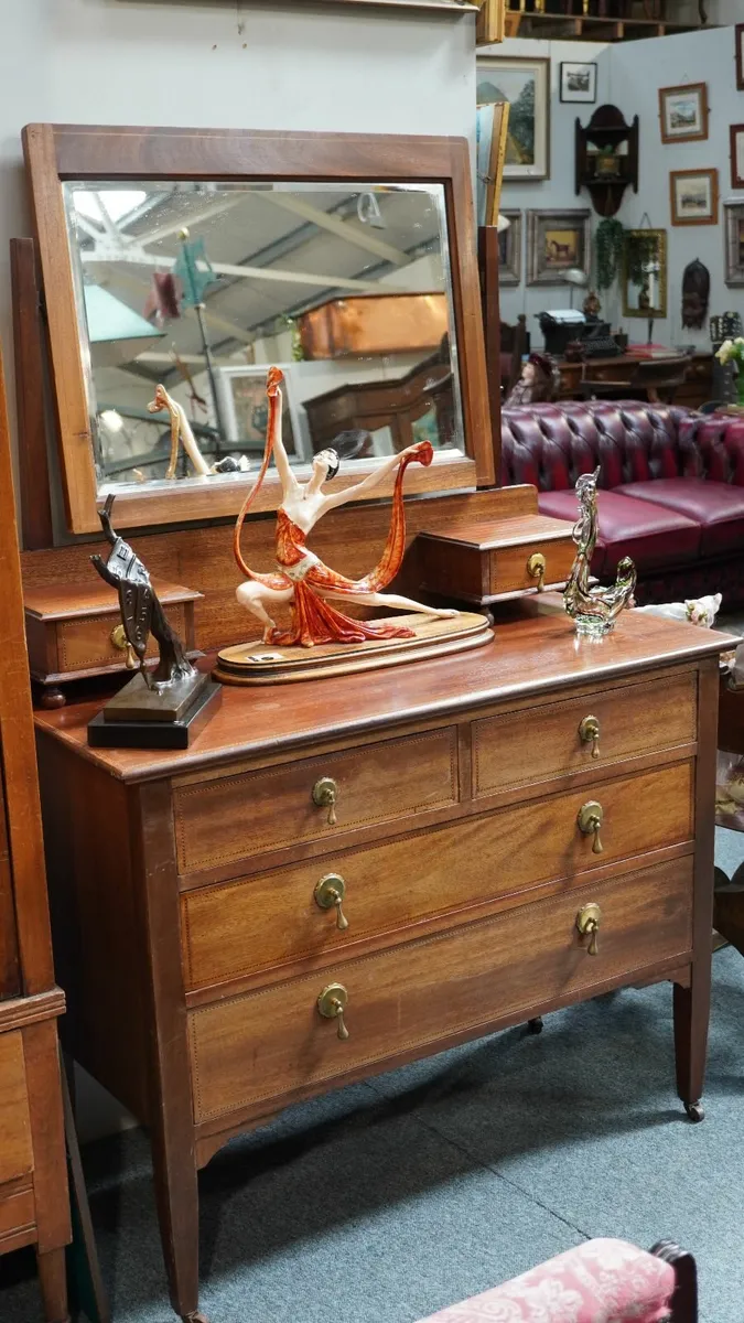 Edwardian Mahogany Dressing Table with Mirror - Image 1