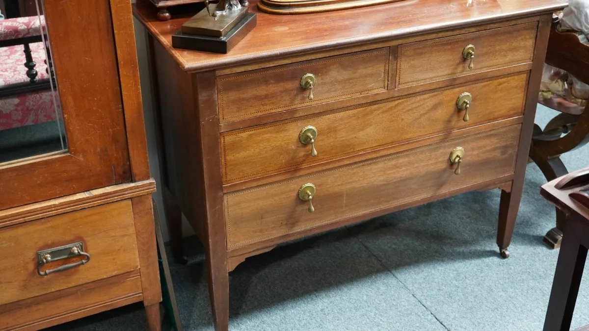 Edwardian Mahogany Dressing Table with Mirror - Image 3