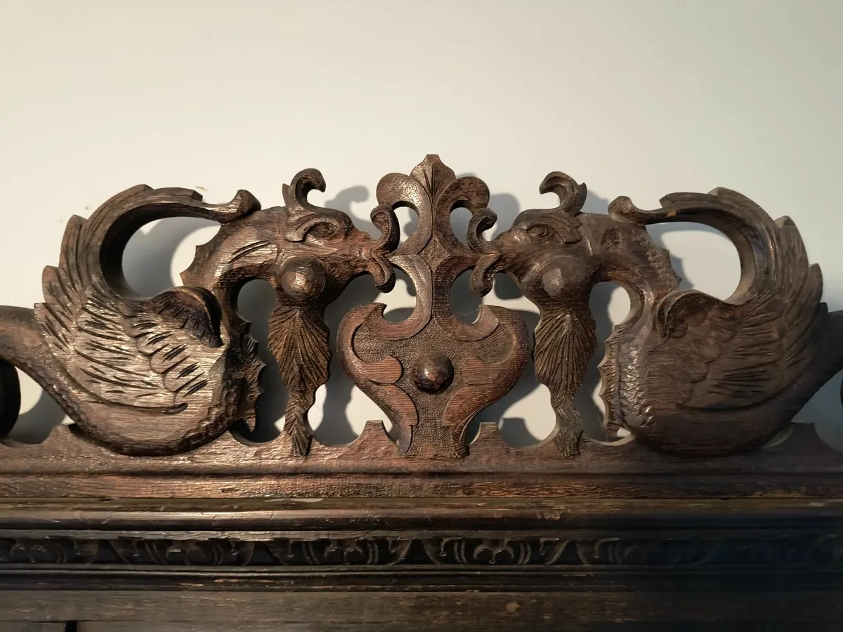 Antique Victorian Carved Solid Oak Hall Stand - Image 2