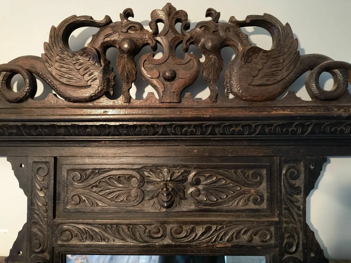 Antique Victorian Carved Solid Oak Hall Stand - Image 3