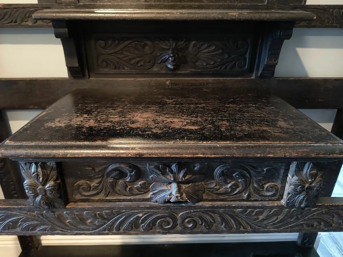Antique Victorian Carved Solid Oak Hall Stand - Image 4