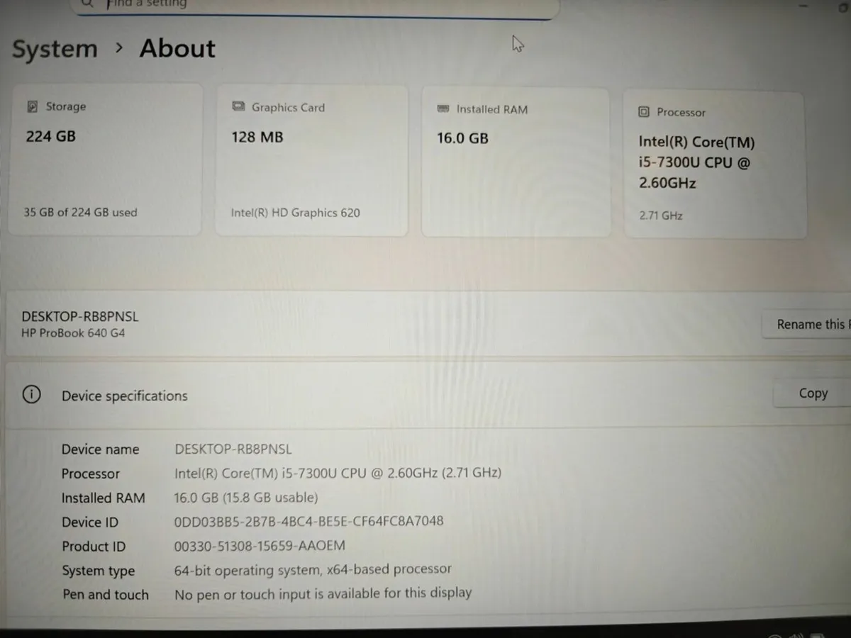 HP Probook 640 G4 | i5 | 16GB | 256GB | 14" FHD | - Image 3
