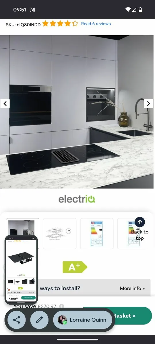 electriQ 80cm 4 Zone Venting Induction Hob - Image 1