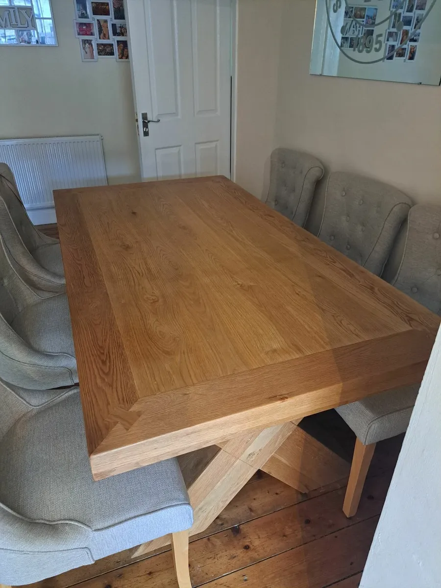 Maximus Oak 1.9m Dining Table & 6 Chairs - Image 1