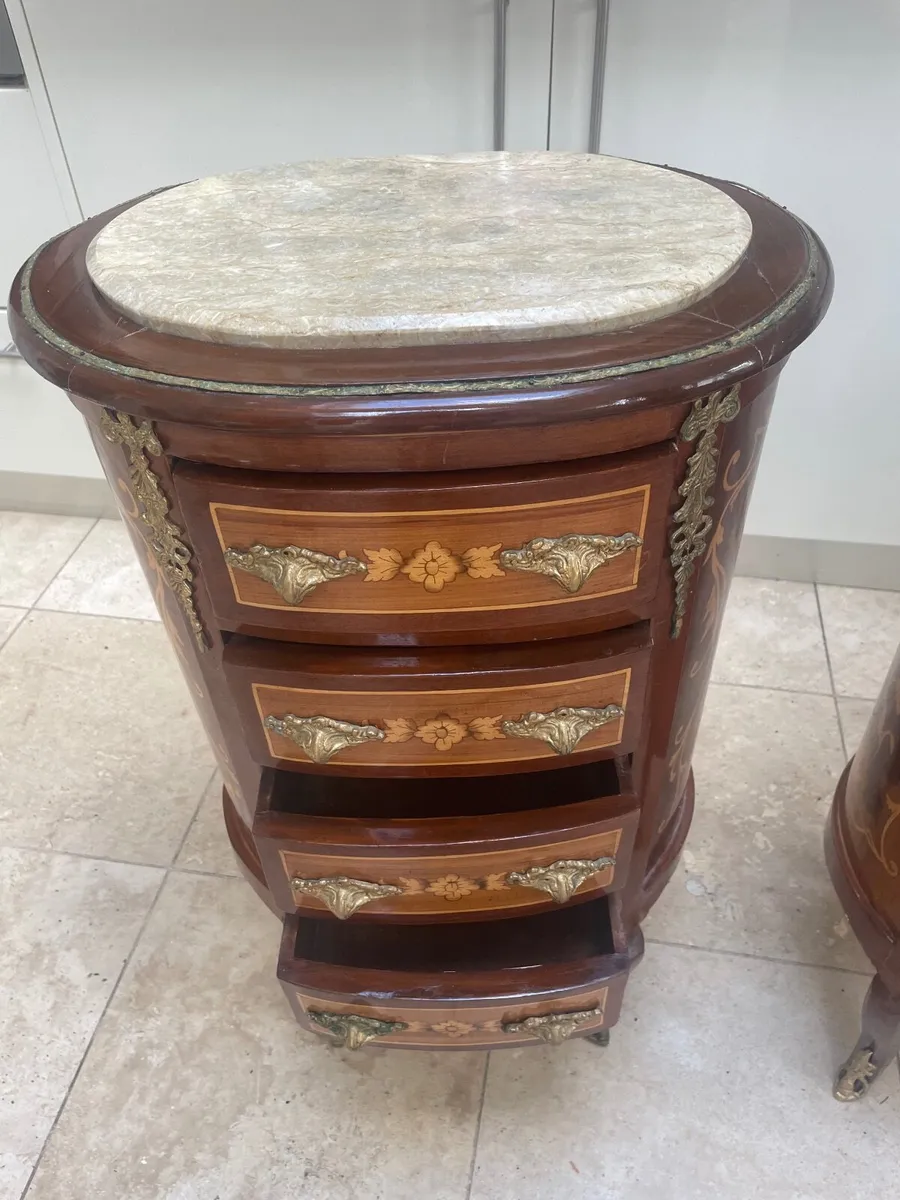Marble-topped antique side tables - Image 1
