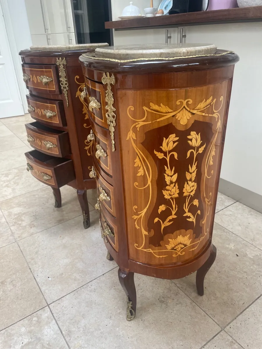 Marble-topped antique side tables - Image 4