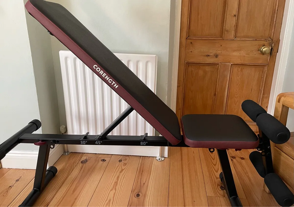 Fold away incline weights bench with leg bar - Image 1