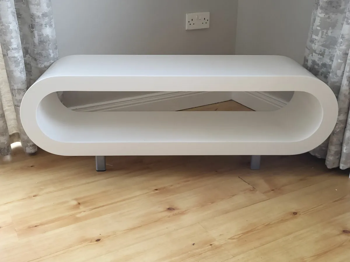 Contemporary White TV Stand - Image 2