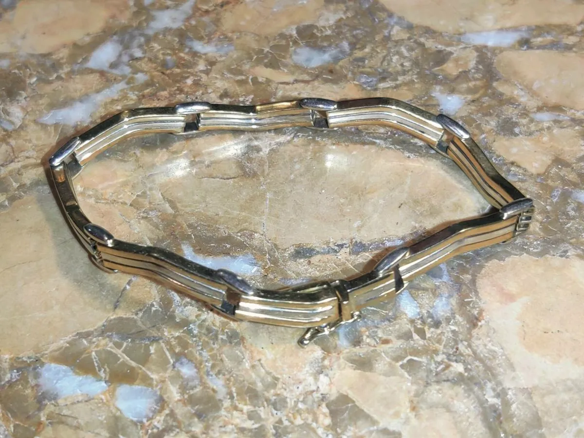 STRIPED WHITE & YELLOW, 9CT Gold 11.19g Bracelet ! - Image 2