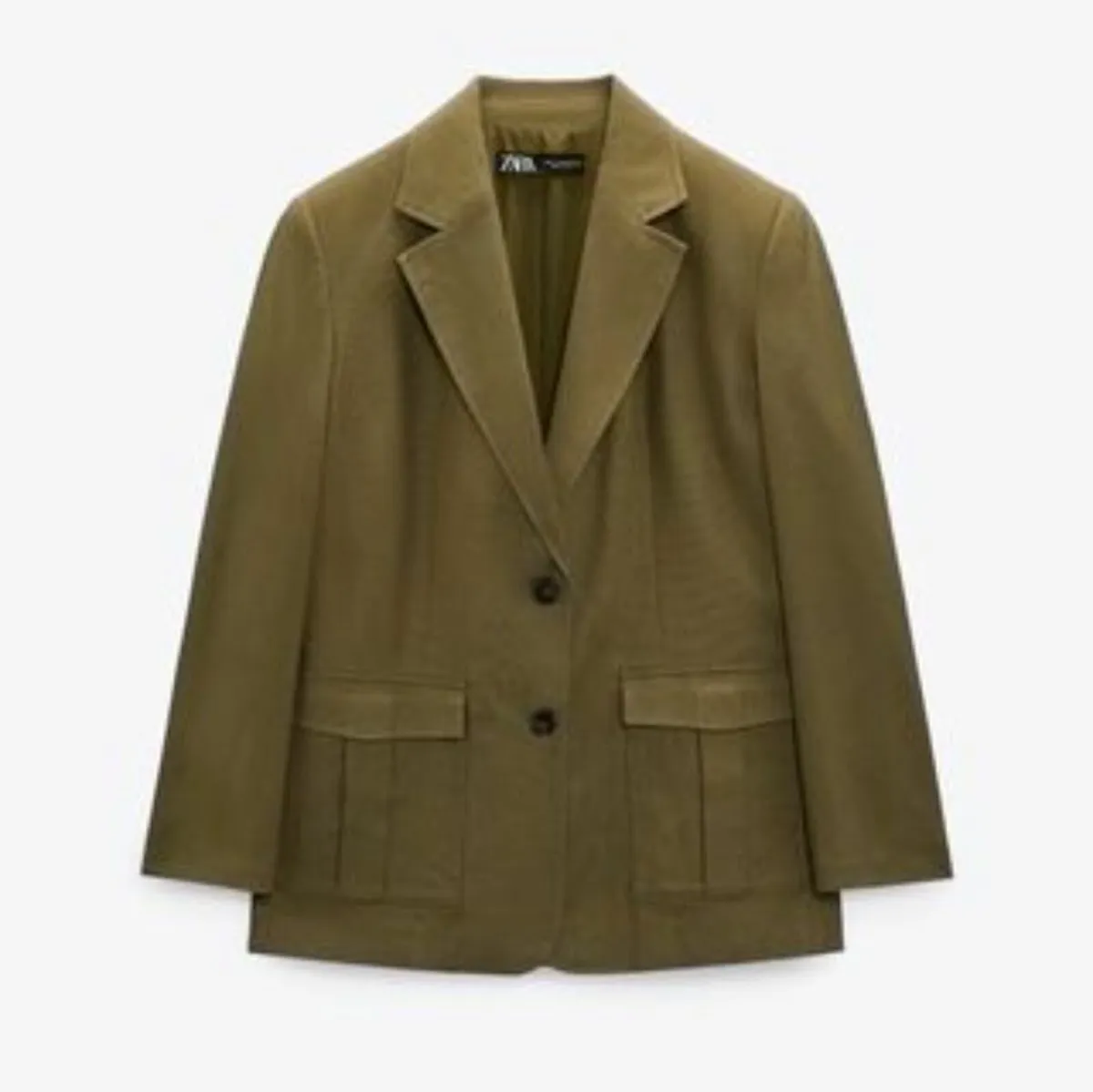 Zara Green Khaki Blazer Size XS - Image 3