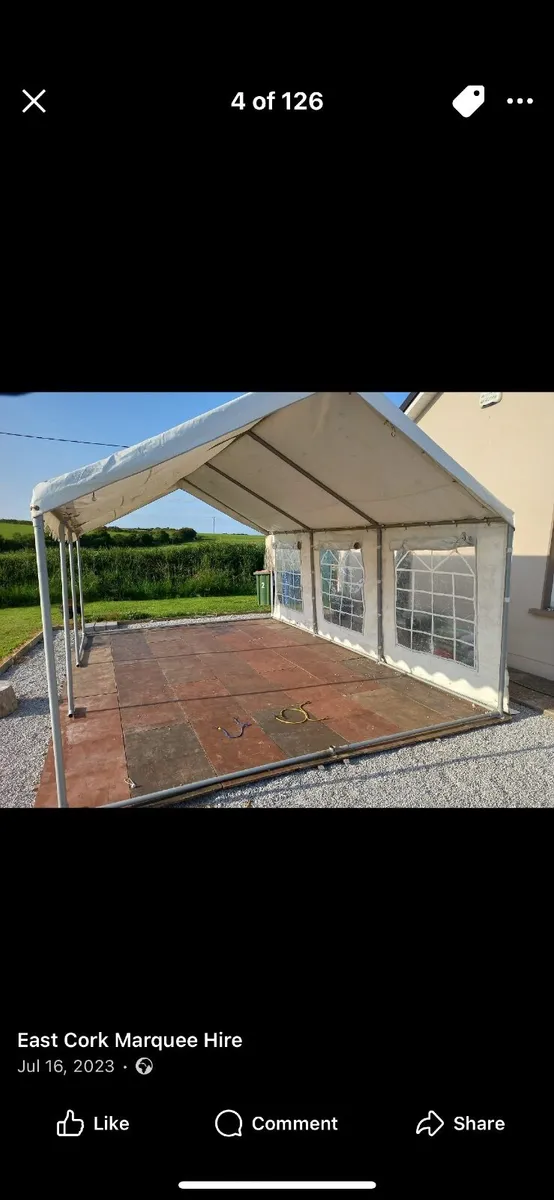 6x3m. Heavy duty marquee polls.    With.  Roof.