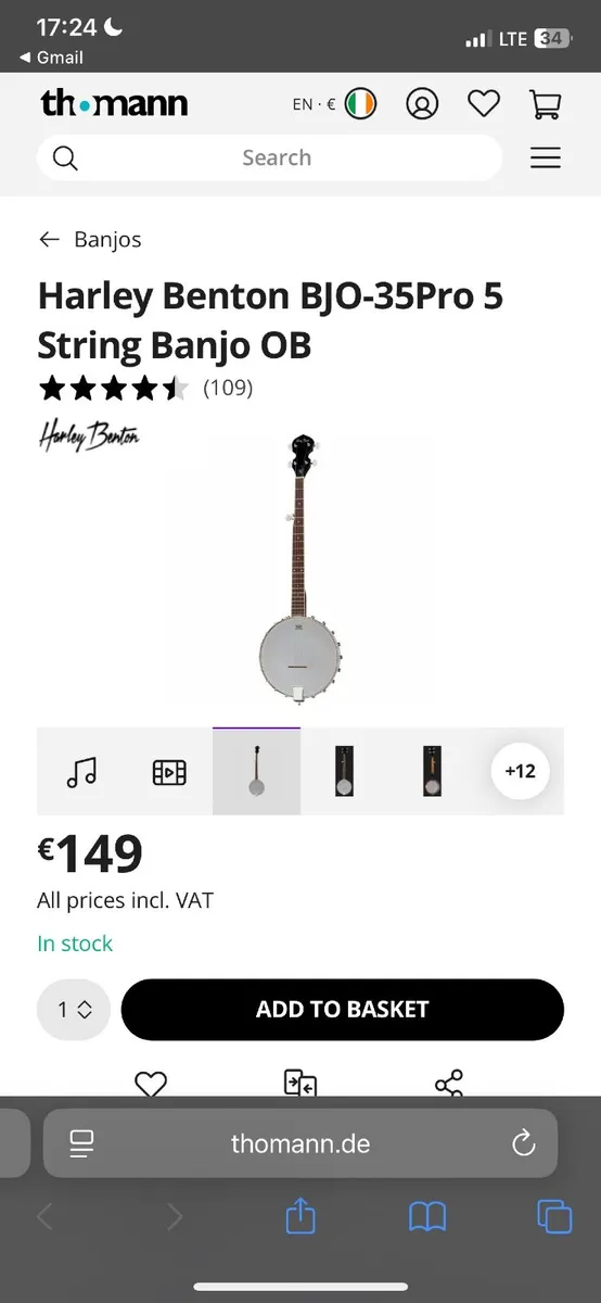Harley Benton 5-String Banjo - Image 2