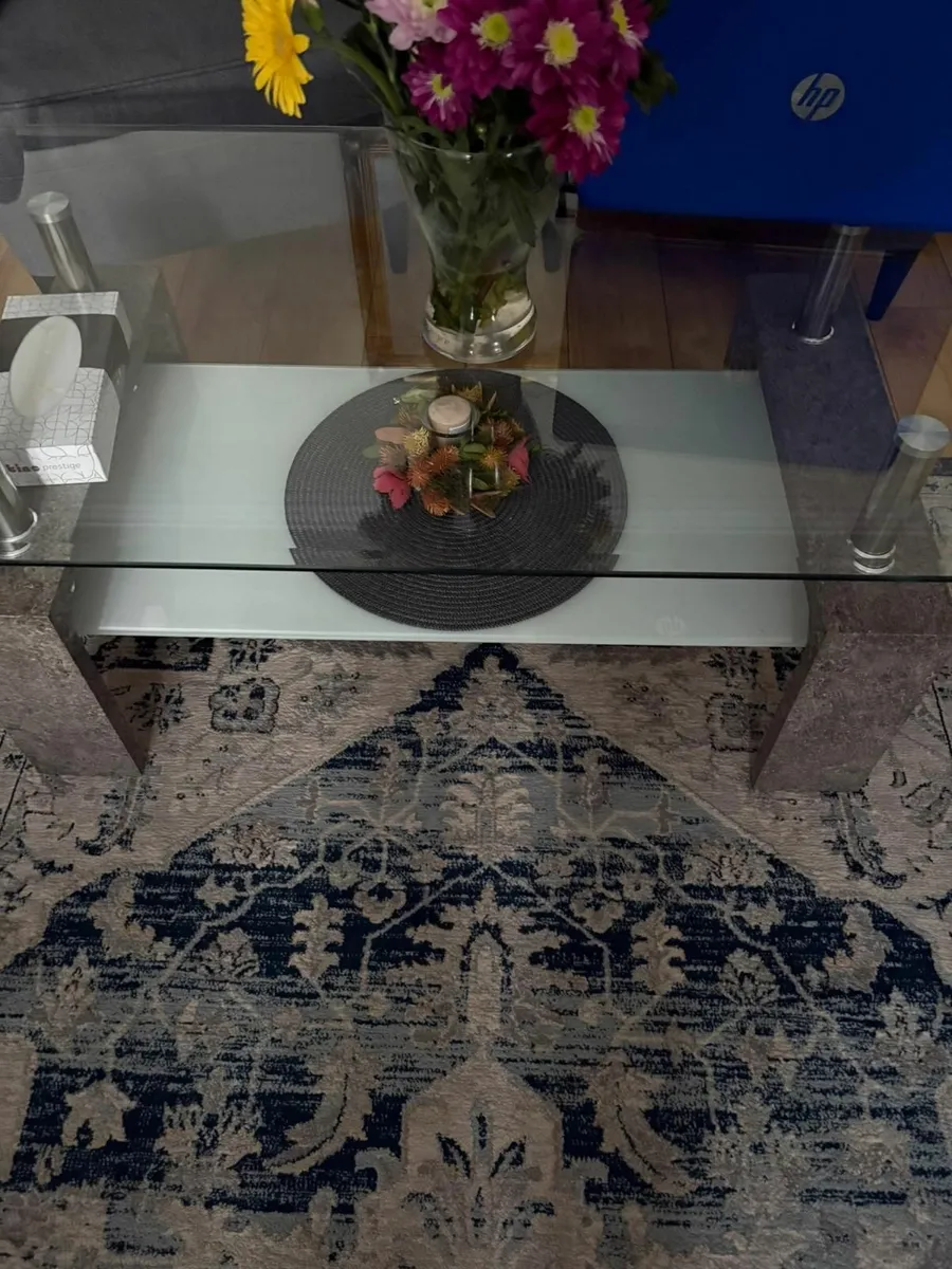 Armchairs,  Glass table and Bookcase with 2 drawer - Image 3