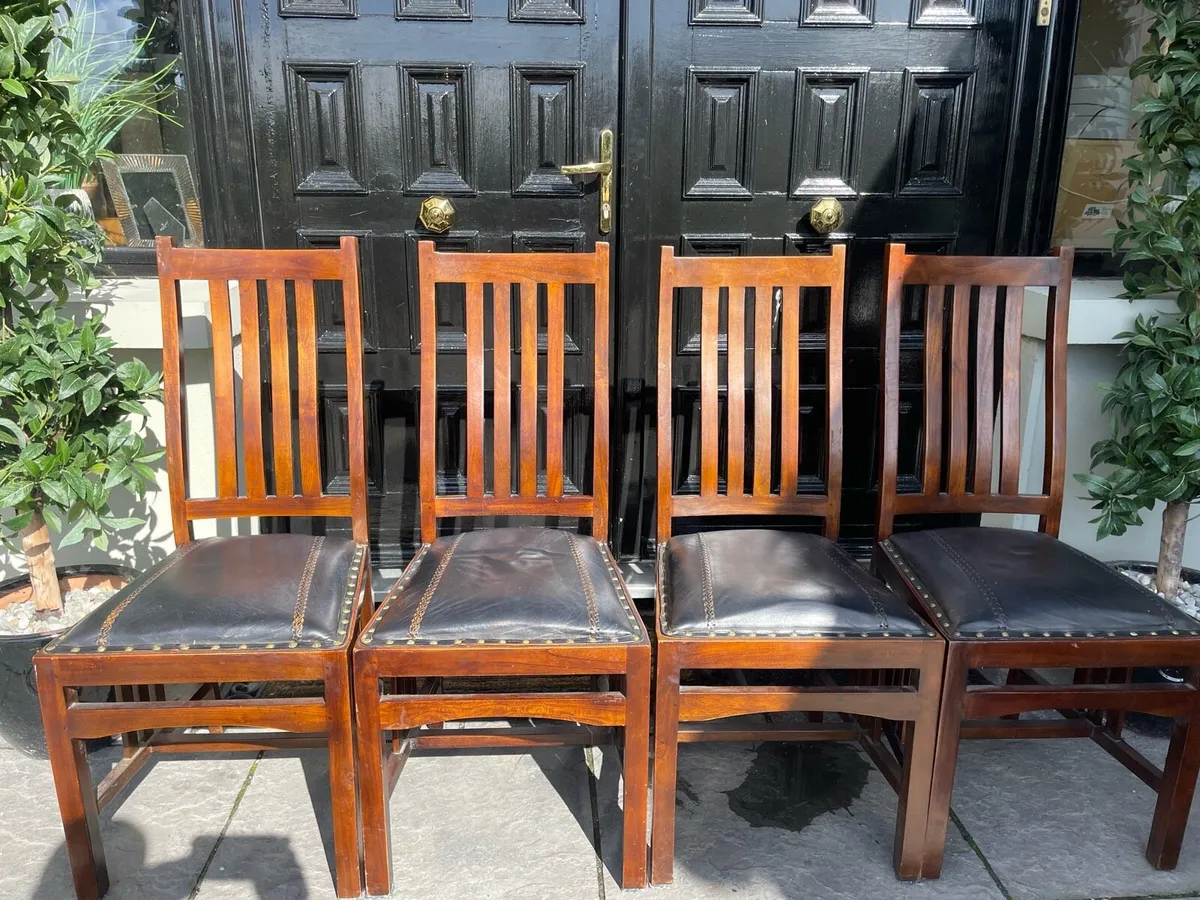 4 x Stunning Leather Kitchen Dining Chairs - Image 1
