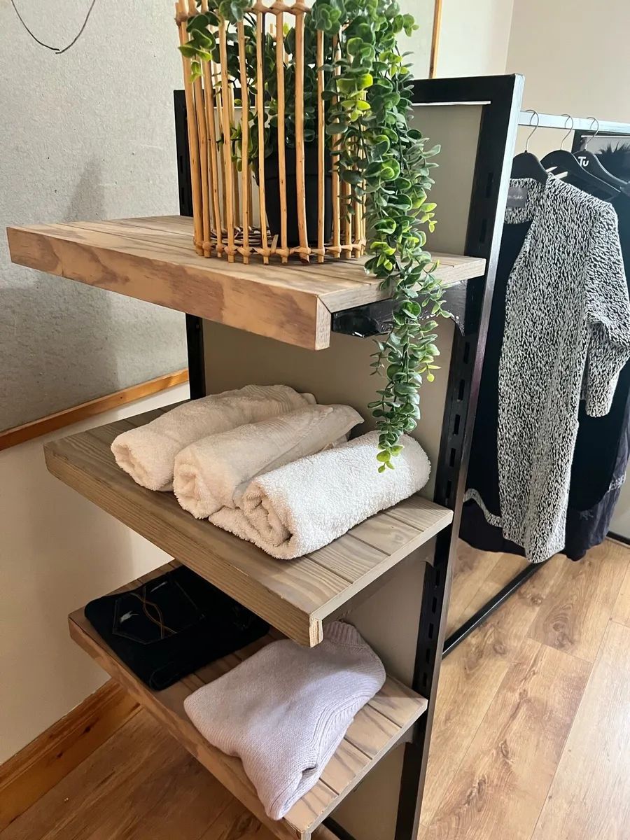 Industrial Style Clothes Rail with Modular Shelves - Image 3