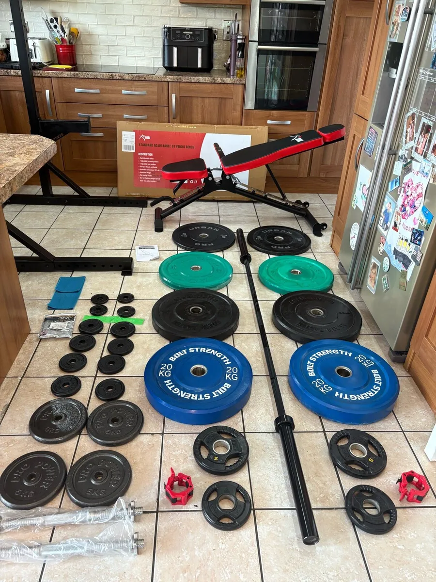 GREAT PRO GYM SQUAT RACK, OLYMPIC SET,NEW BENCH!!! - Image 2
