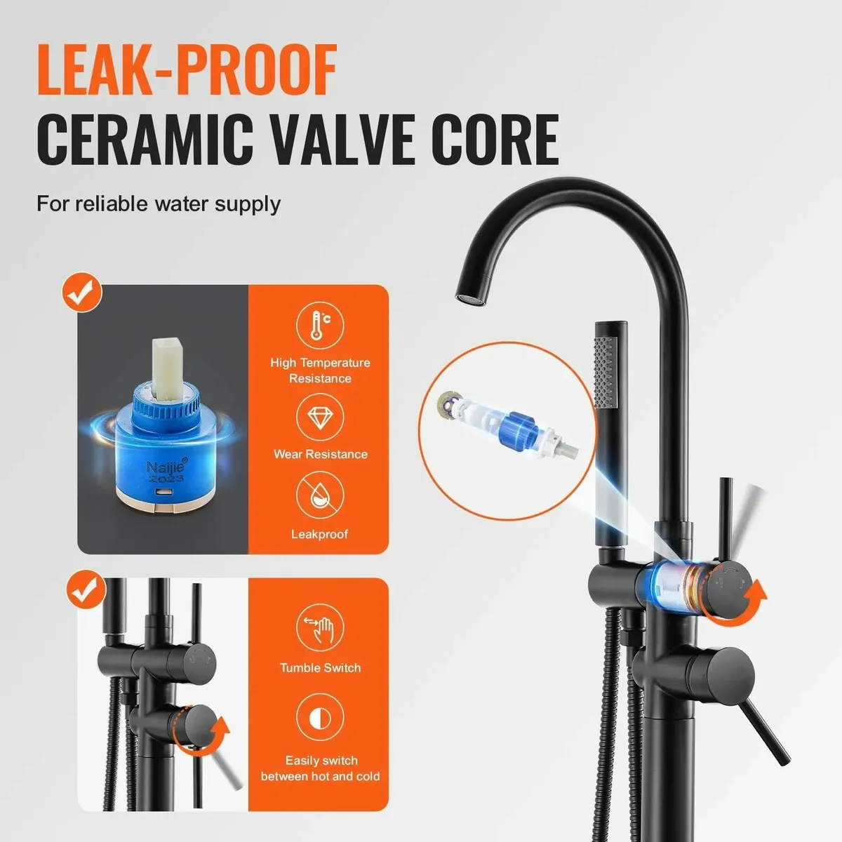Freestanding Bathtub Faucet, Floor Mount, Freesta - Image 3