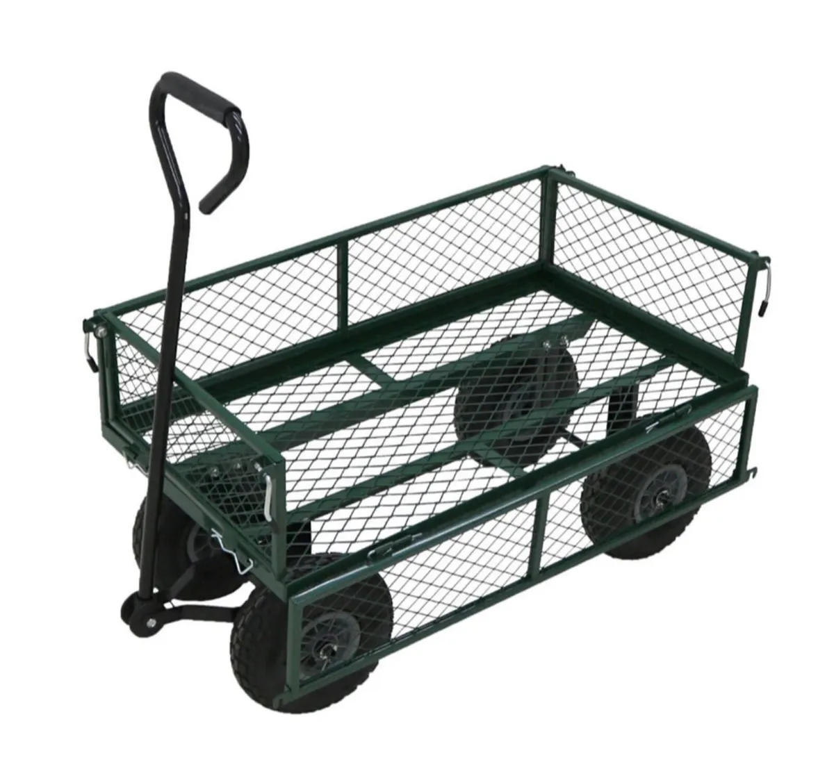 Heavy Duty Metal Green Garden Cart Utility Trolley - Image 2