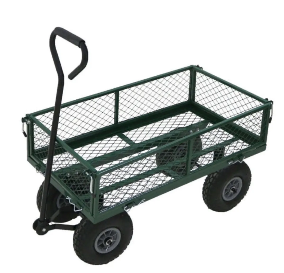 Heavy Duty Metal Green Garden Cart Utility Trolley - Image 3